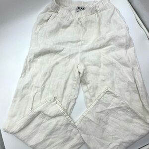 FLAX 100% Linen Crop Pants Ivory Textured Size Small Womens
